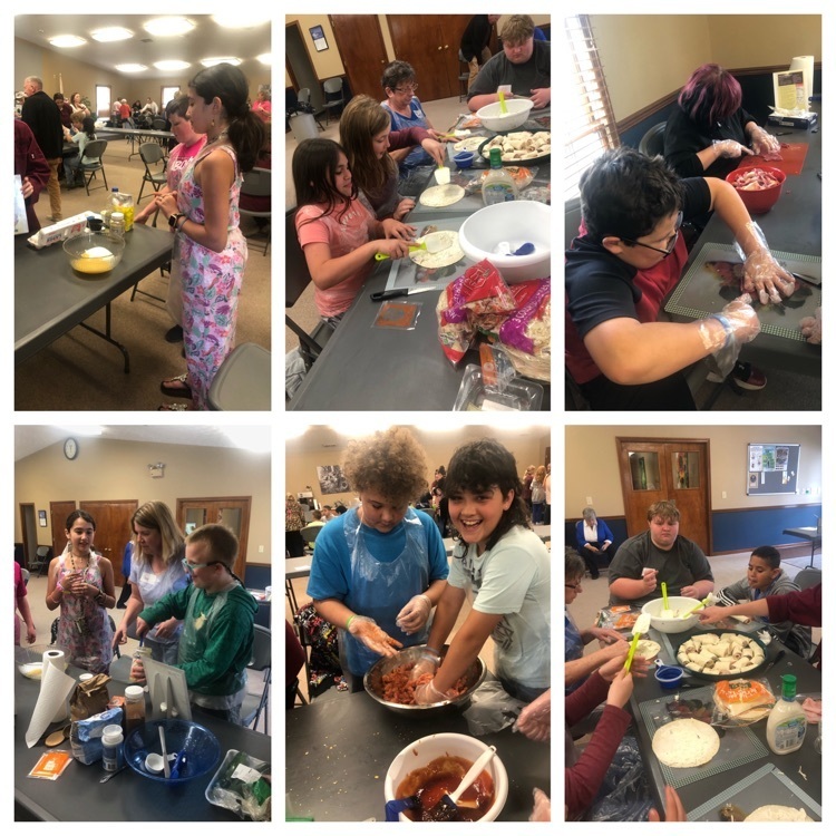 Students making food.