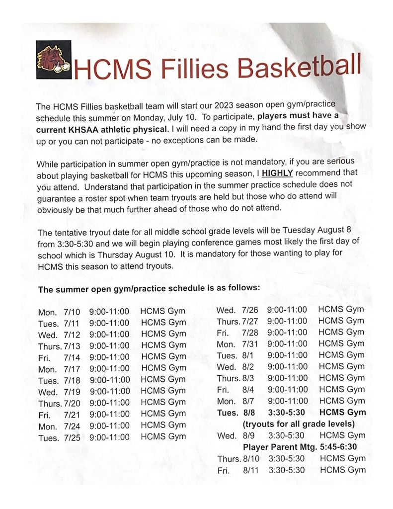 HCMS Soccer: Week 2 Schedule  Harrison County Middle School